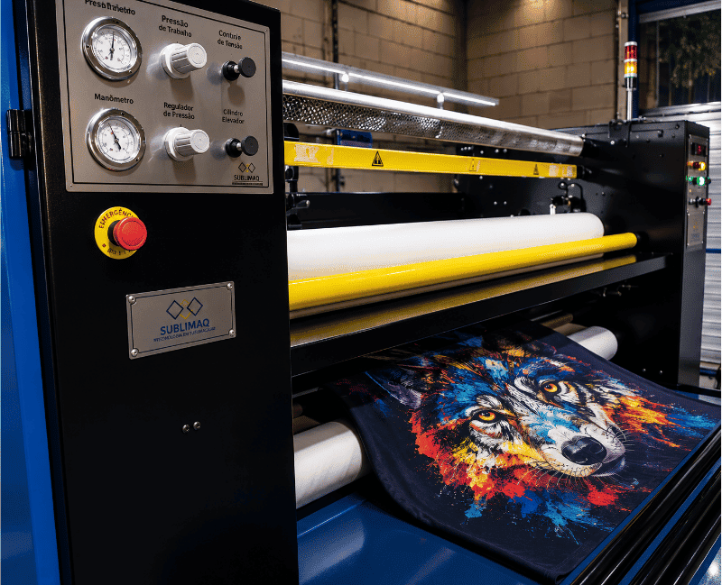 Calandra industrial Sublimaq em operação